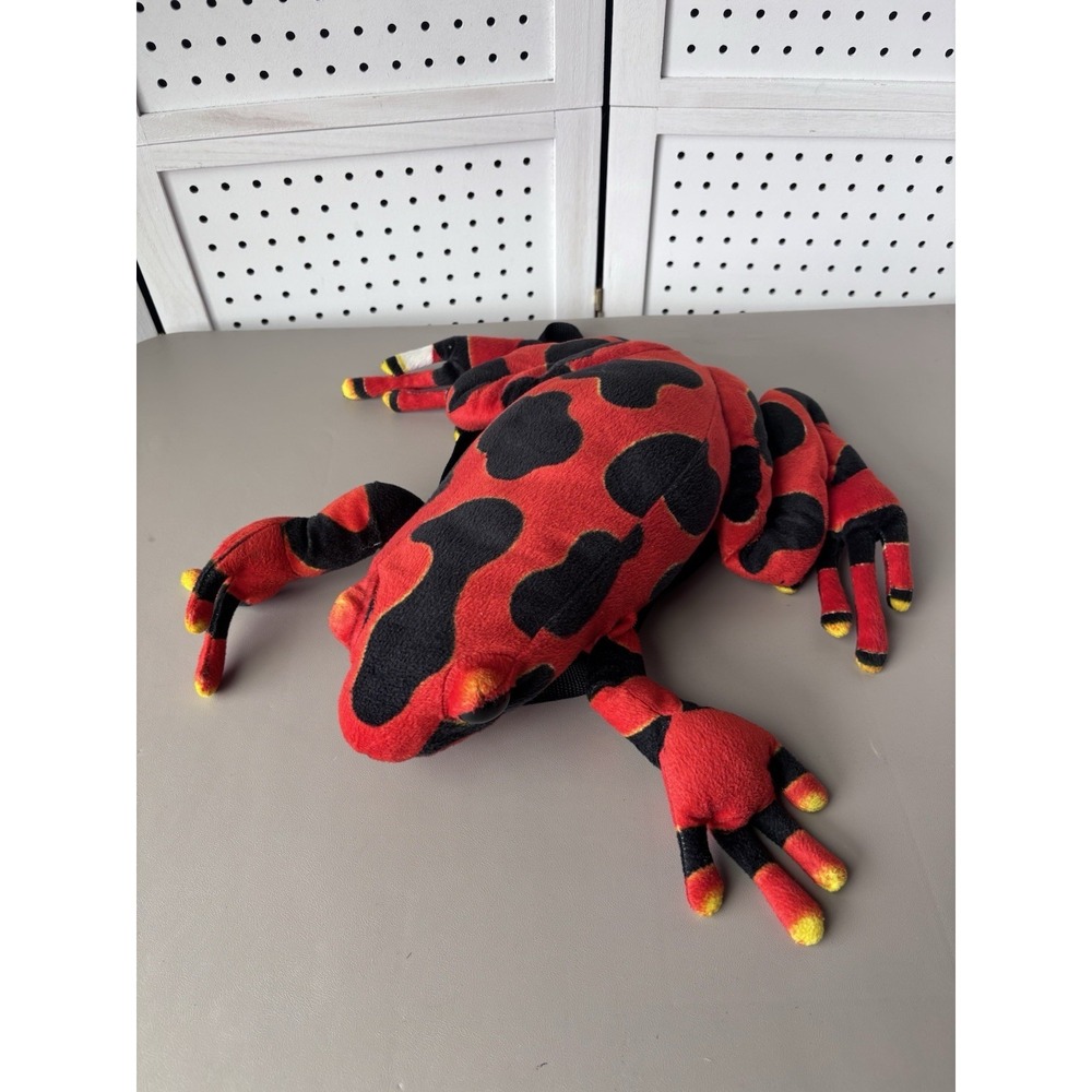 Plush Poison Dart Frog Zip Up Backpack 14" Used Red And Black 2009 Rinco